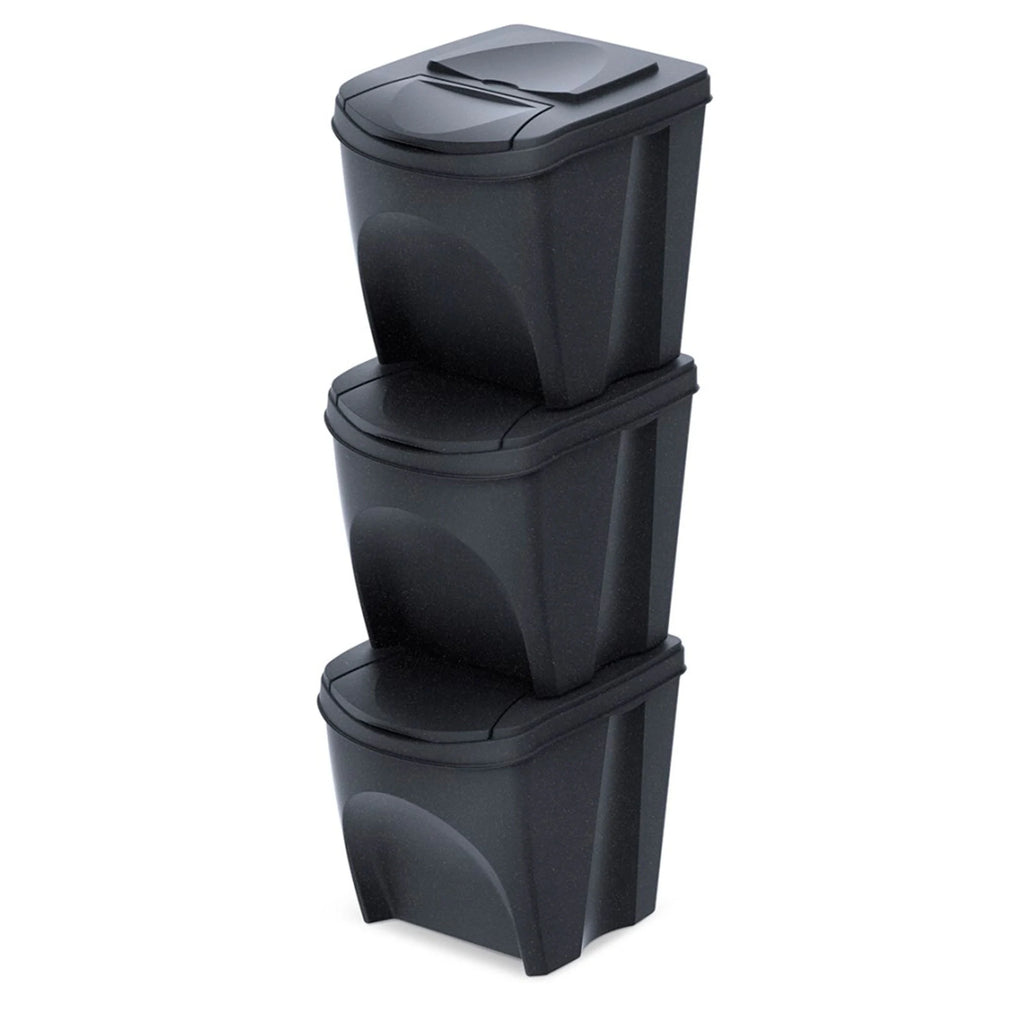 Set of 3 KEDEN SORTIBOX waste bins recycling bin anthracite ECO volume 3x25L