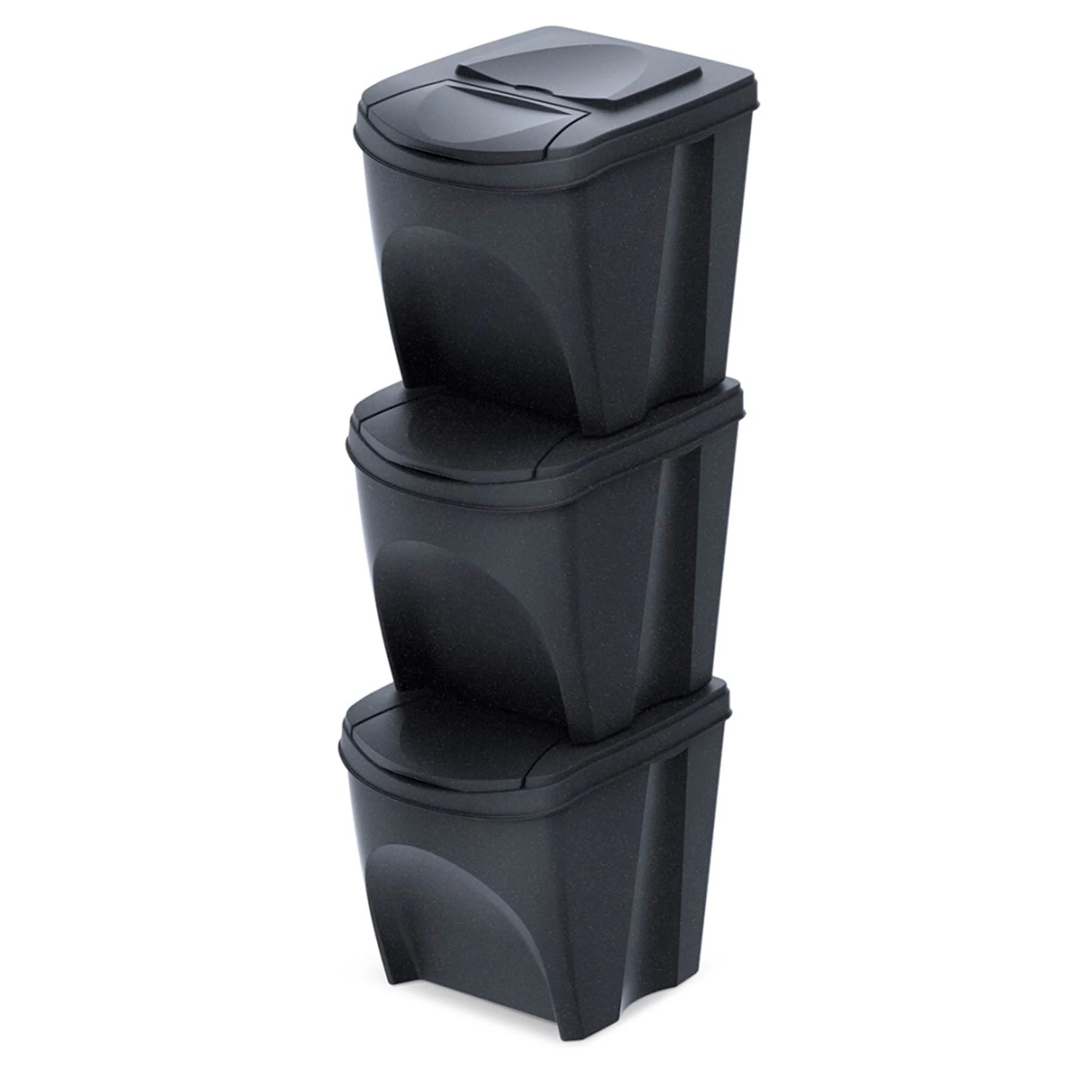 Set of 3 KEDEN SORTIBOX waste bins recycling bin anthracite ECO volume 3x25L