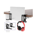No Drill Stainless Steel Desk Side Laptop Mount Hanging Silver/Black Laptop Holder for Office Home Clamp Desk Side Storage