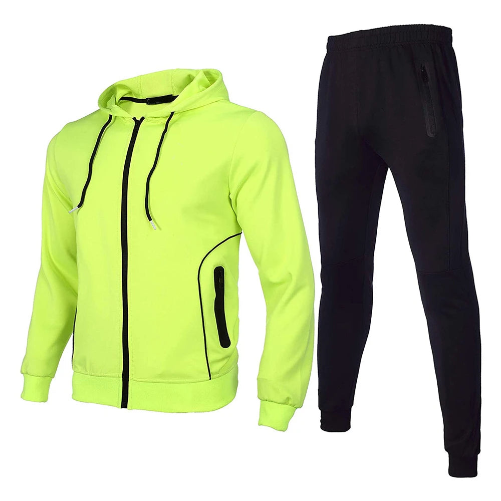Men's 2-Piece Active Athletic Fitness Jogging Sweat Suits Full Zip 100% Cotton Eco-Friendly OEM Customizable