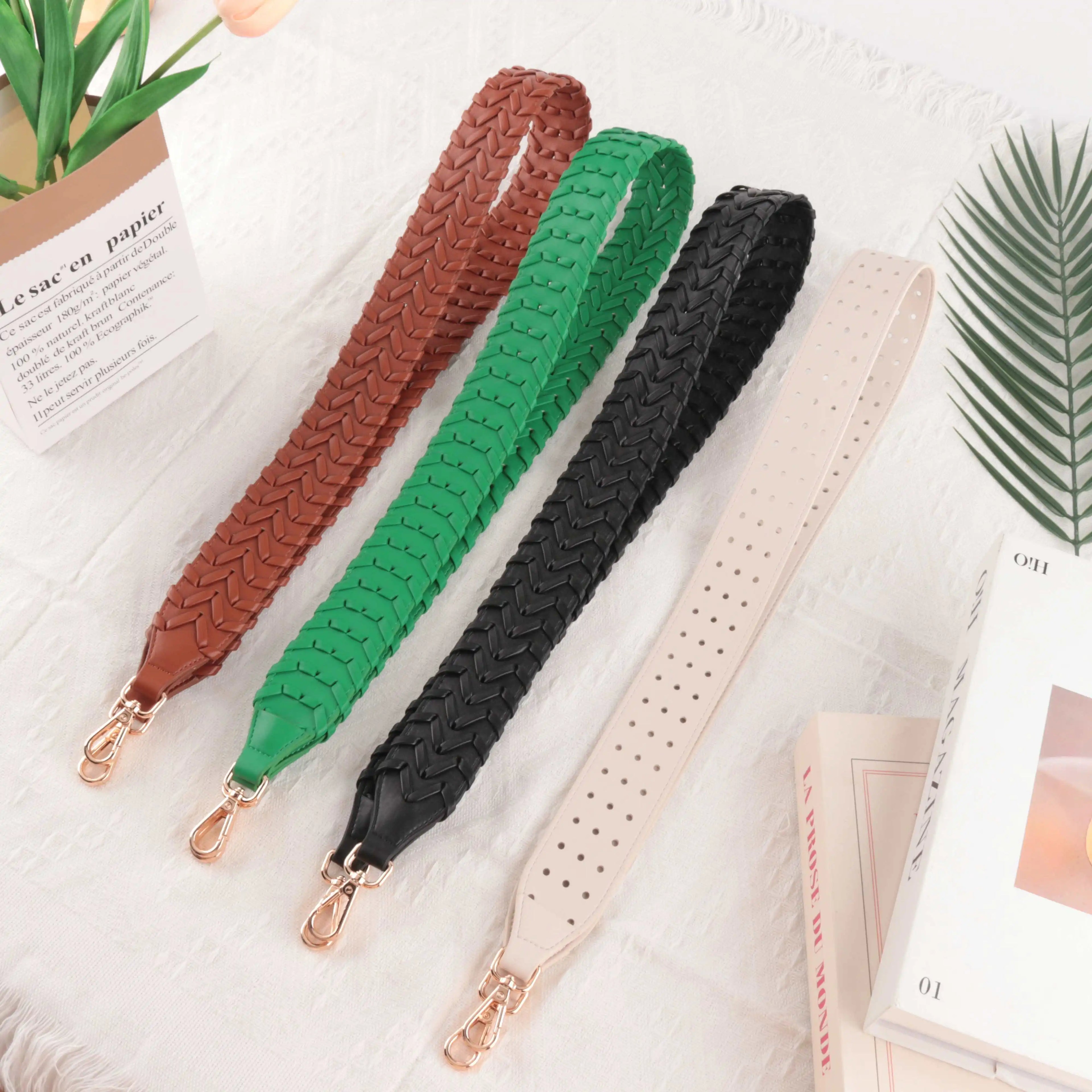 New Style Characteristic Woven Color Shoulder Versatile Bag Strap One Shoulder Crossbody Solid Color Leather Shoulder Strap