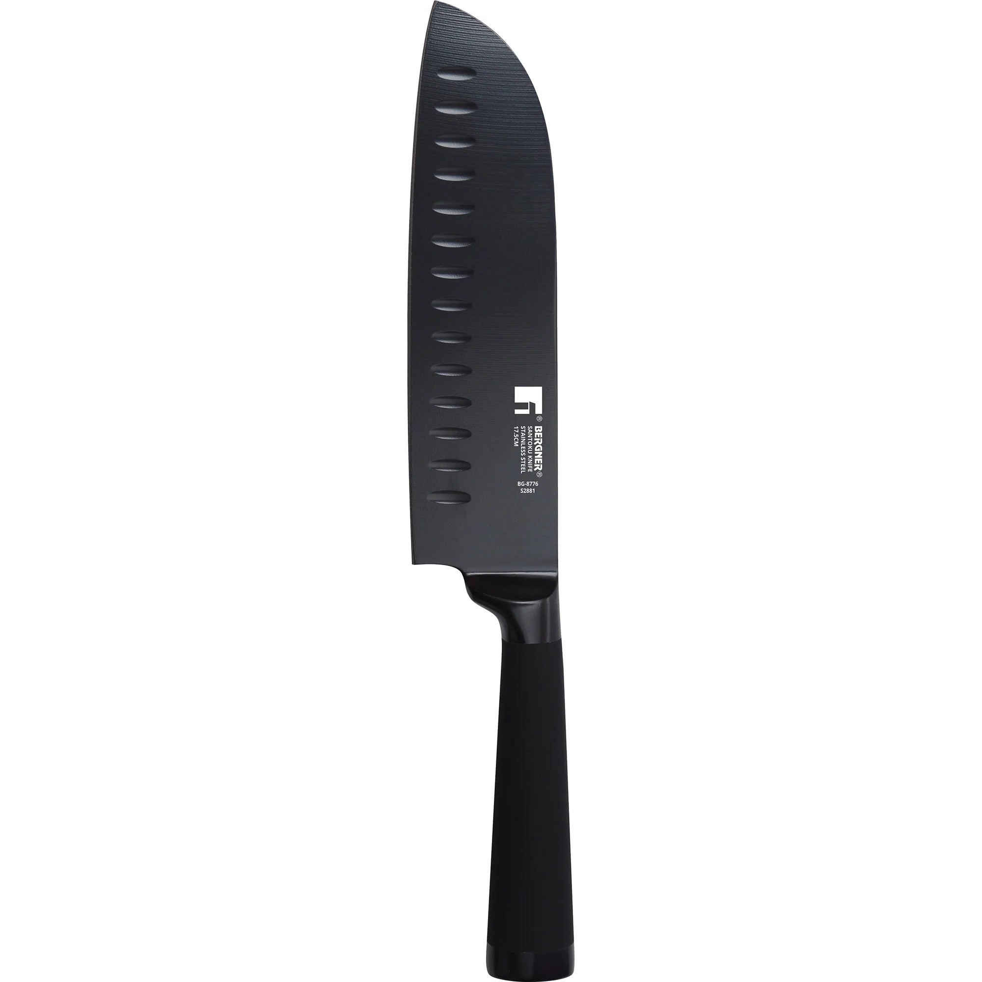 SANTOKU KNIFE 17.5CM STAINLESS STEEL BLACK BLADE BG