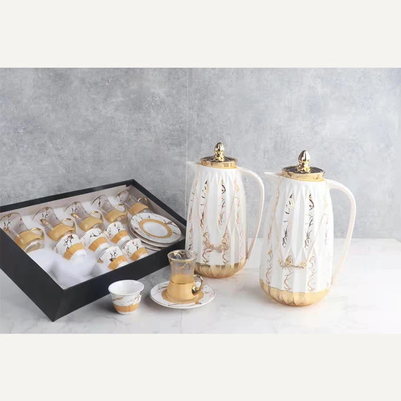 2025 New Arrived QIAN HU Turkish  Glass Liner Coffee Vacuum Flask 1000ml Thermos Gift Set