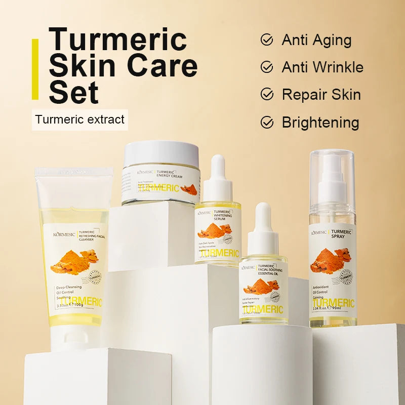 Hot Selling Private Label Hydrating Lightening Moisturizer Cosmetics Set Best Turmeric Antiaging Skin Care Sets