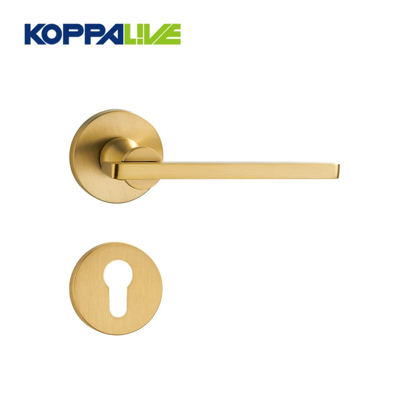 KOPPALIVE Modern Bedroom Safety Door Lock Set Interior Brass Mortise Lever Entrance Door Handle