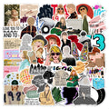 50 Pcs Singer Stickers for Water Bottles Waterproof Folklore Music Stickers for Skateboard Laptop Gift for Boys and Girls