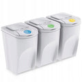 Set of 3 KEDEN SORTIBOX waste bins recycling bin off-white volume 3x35L