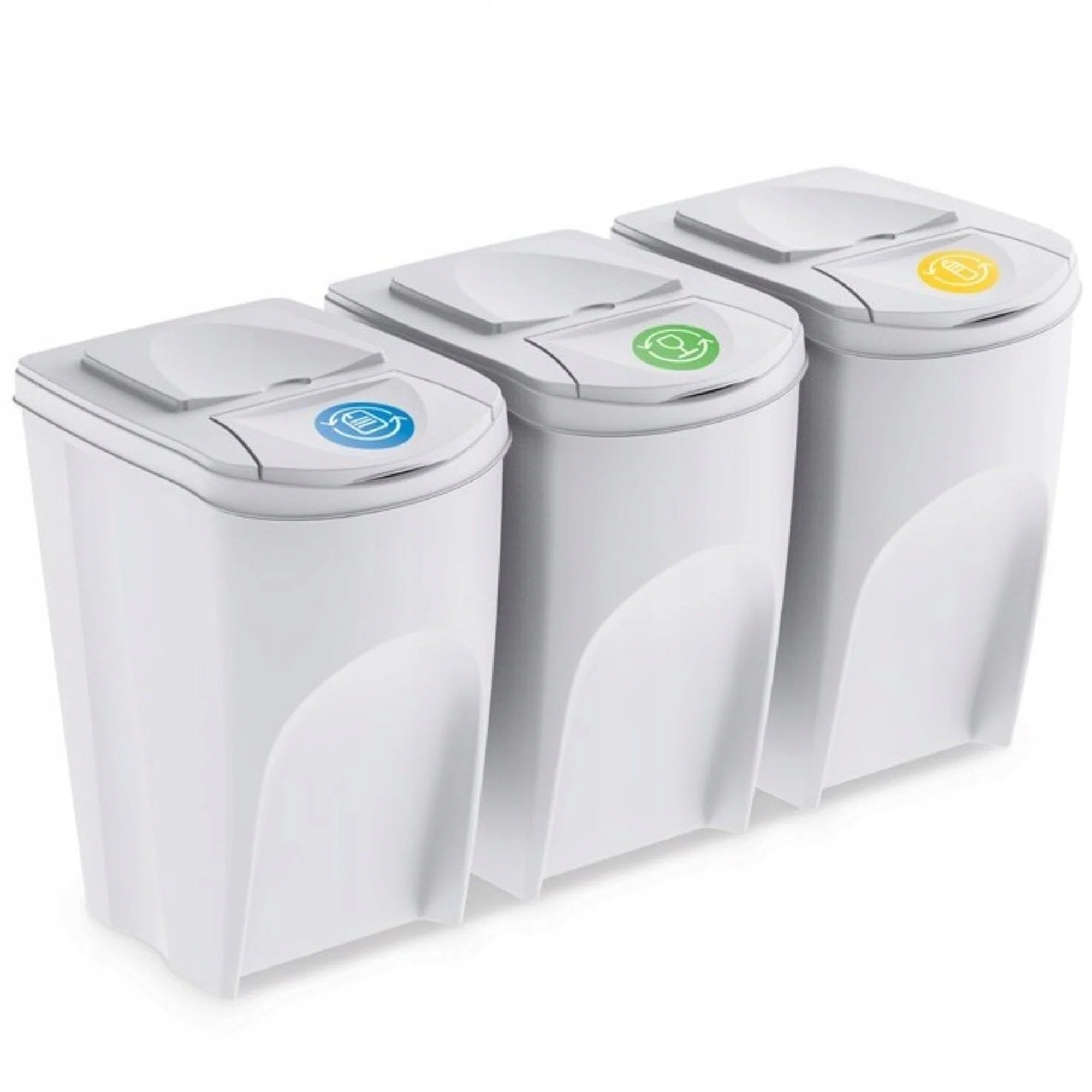 Set of 3 KEDEN SORTIBOX waste bins recycling bin off-white volume 3x35L