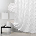 Modern Boho Waterproof Bathroom Shower Curtain with Tassel Woven Fabric and Hooks for Bathtub Coverage