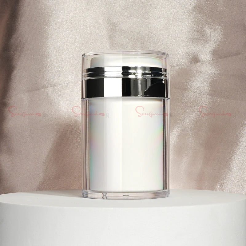 100g Airless Pump Plastic Cream Jar with Airless Pump Plastic Containers for Cream Easy Pump Action