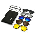 Wholesale Fashion Men Women 5 in 1 Clip on Sunglasses UV400 Square Polarized Driving Sun Glasses with Magnetic