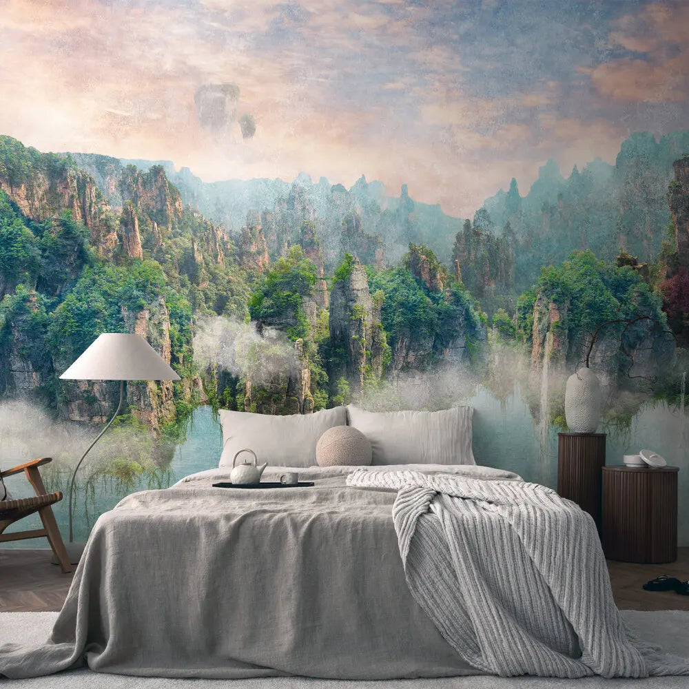 Germany Made Modern Design Photo Wallpaper Mountains Landscape Green Blue Brown Non Woven Vinyl Wall Mural Bedroom Hospital Mall
