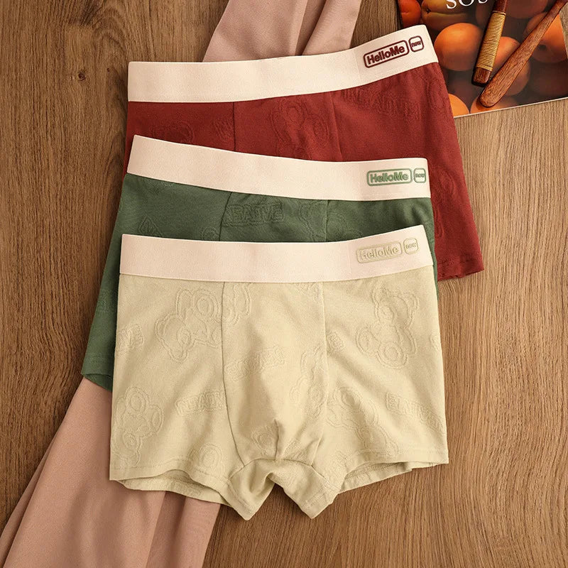 High Quality New Arrival Jacquard Cotton Pants Men's Underwear Boxer Briefs with Mid-Rise Waist Breathable