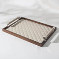 Multiple Size Custom LOGO Small Size Metal Wood Tray Leather Serving Storage Tray for Sale