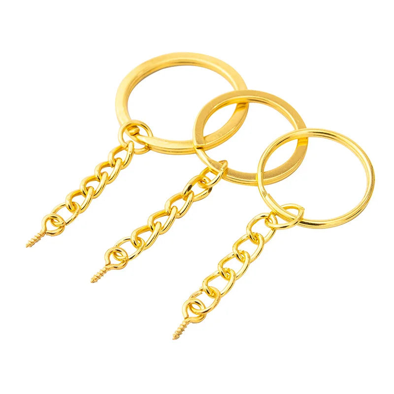 CHEAP 25 28 30mm Screw Eye Pin KeyChain Key Ring Keychain Hanging Eye Screw Rhodium Gold Keyrings Split Rings Screw Pin Jewelry