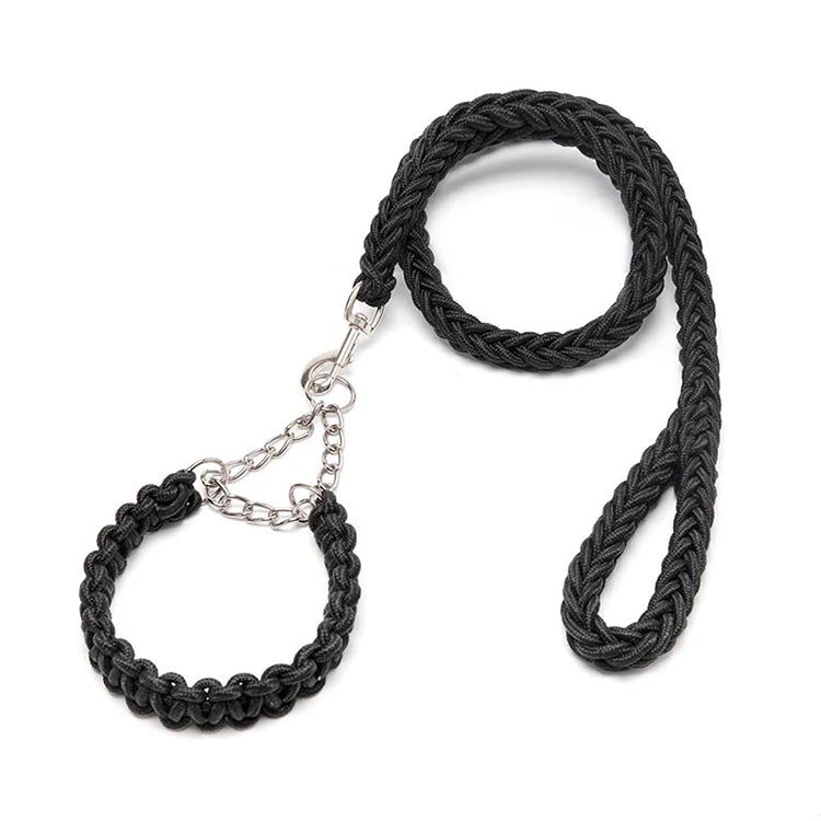 Guangdong Woven Paracord Nylon Cotton Braided Rope Handmade Dog Collar and Matching Leash Set Brass Fittings