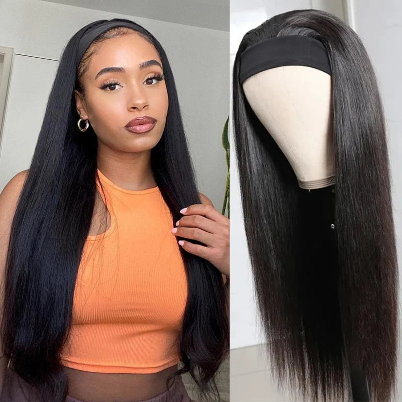 CLJhair Perruque Grade Raw Virgin Double Drawn Mink Straight Hair Headband Wig for Black