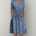 2025 Women's Casual Mid-Length Dress Cross-Border Trade on EBay for Wish Floral Print Neck Pocket Spring Summer