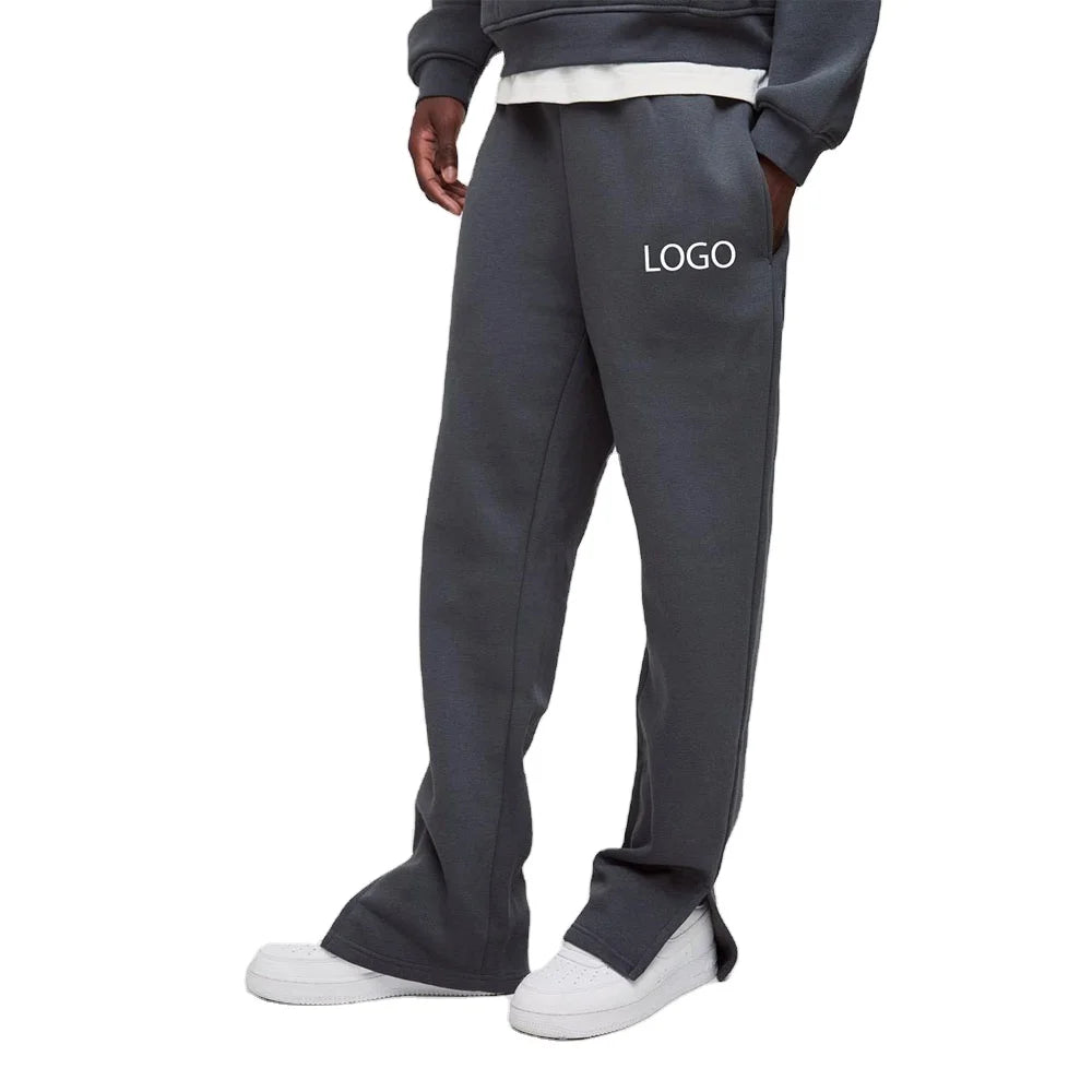 Men 450GSM Cotton Sweatpants with Custom LOGO Heavyweight Relaxed Flare Fit Bottoms for Private Label OEM Apparel Manufacturing