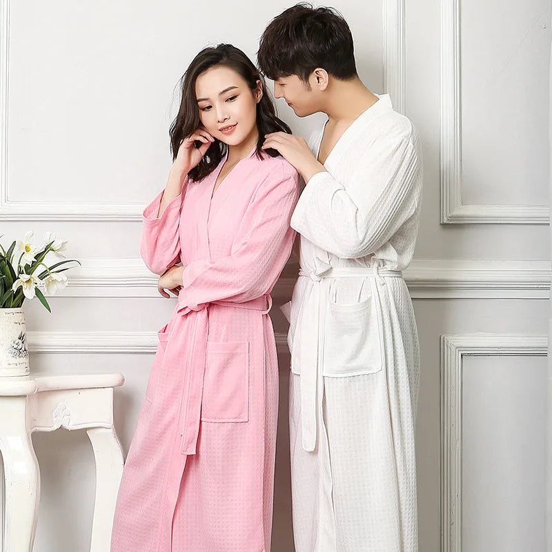 Wholesale Personalized Custom Unisex Waffle Robe Large Size Women Men Lightweight Absorbent Long Sleeves Quick Dry Breathable MegaBDM