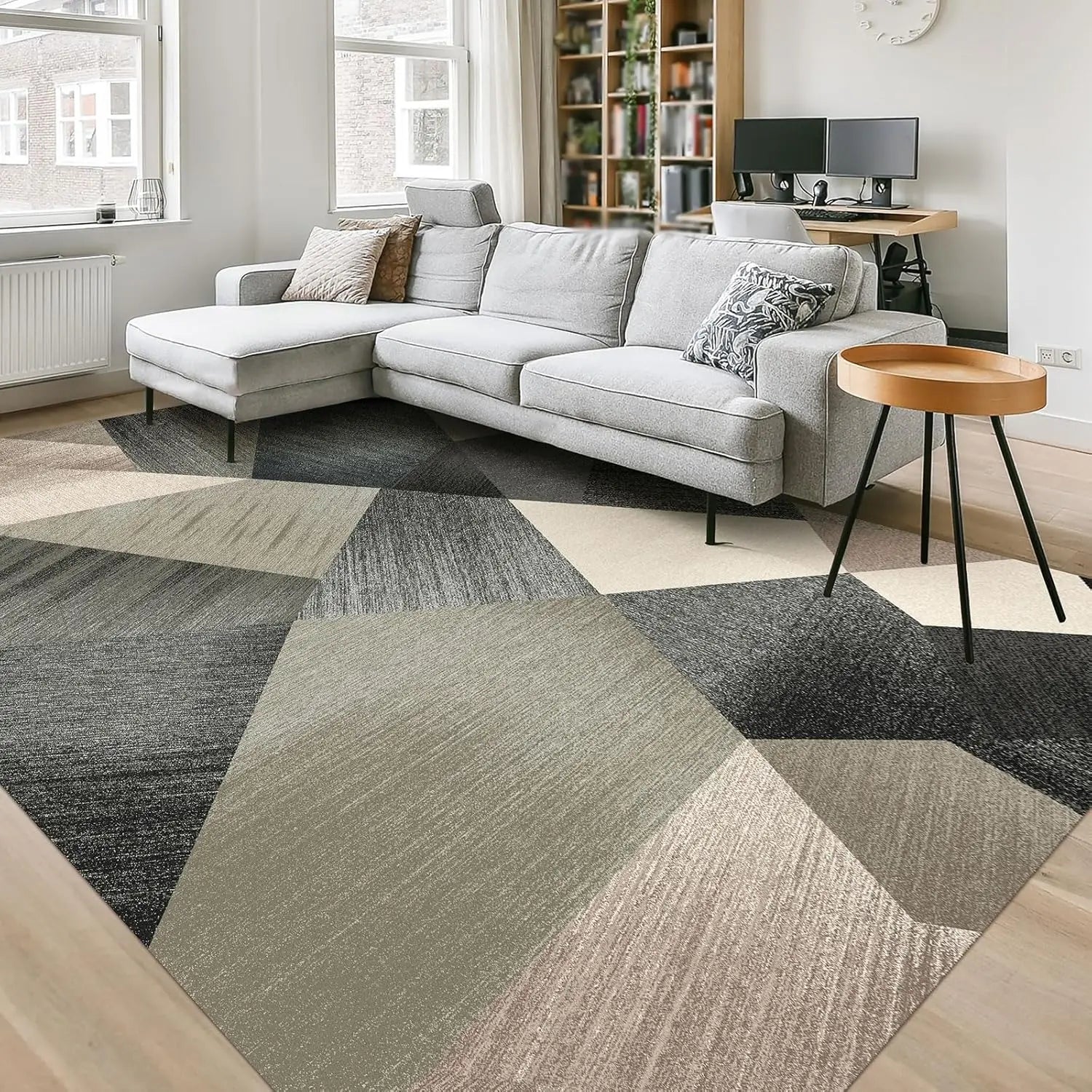 Modern Design Anti-Slip Loop Pile Large Rug Easy Clean Polyester Material Customizable Machine Made Carpet for Living Room