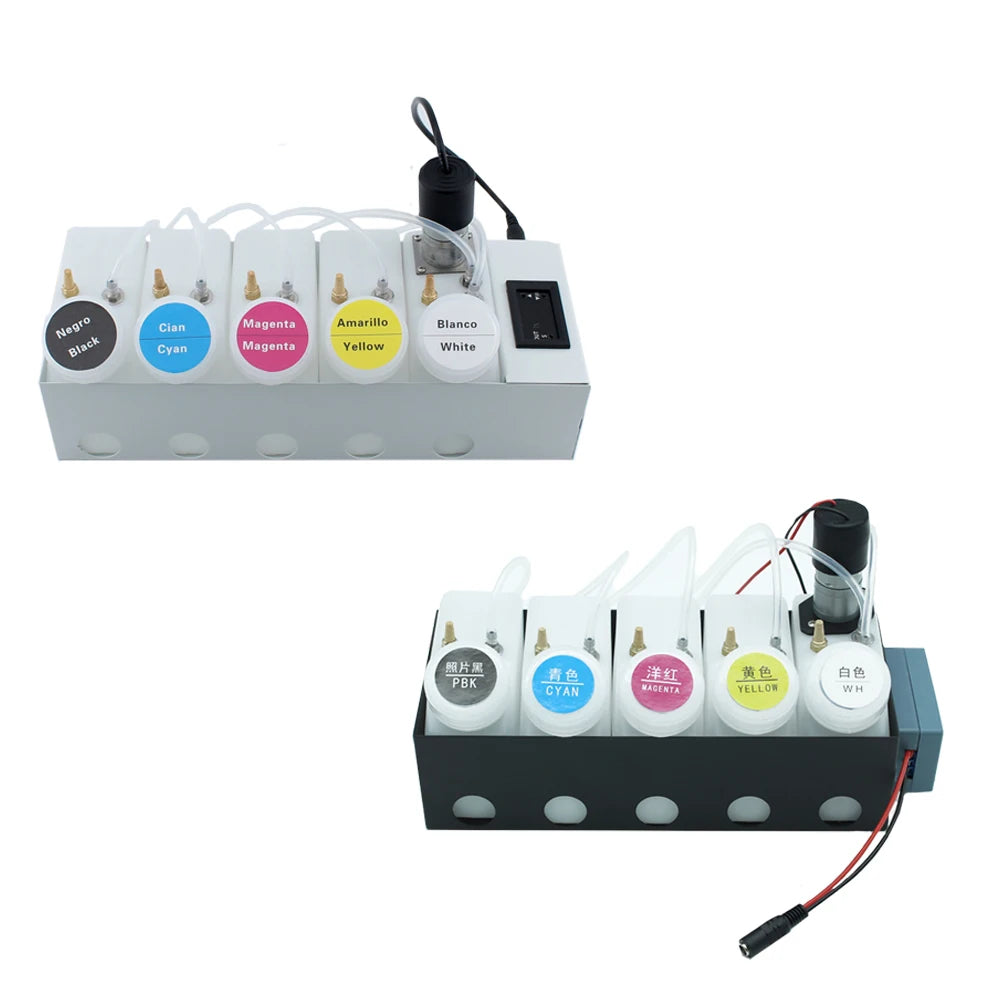 250ML DTF CISS Continuous Ink Supply System White Ink Tank Shake with Built-in Timer for Epson L18050 L8050 ET8550 XP15000 18100