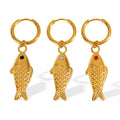 Hot Sale Stainless Steel Fish Charm Earrings for Girls