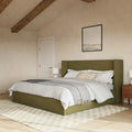 Cheap Price Luxury Linen Fabric Bed Wooden Bedroom Furniture Set Home Apartment Modern Queen Double Full Wood King Size Bed