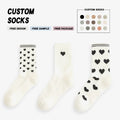 Low MOQ Customized Heart Pattern Cute Cotton Jacquard Socks for Women and Girls Custom Socks