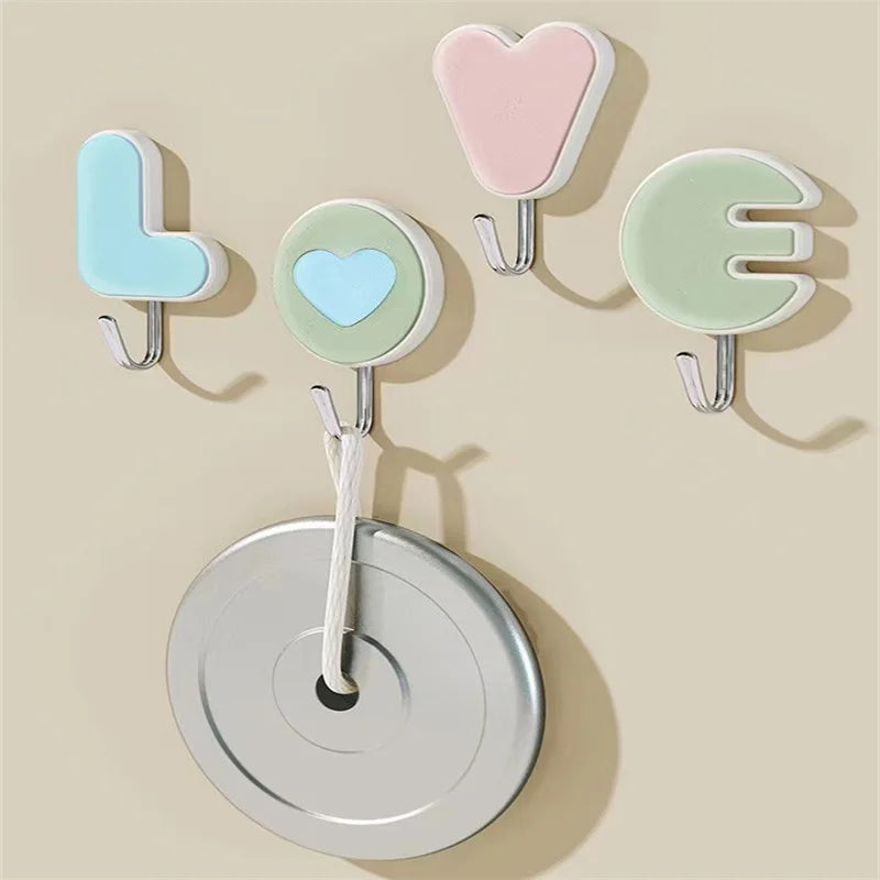 Hot Sale Acrylic Creative Hook Bedroom Kitchen Wall Punch-free Clothes Hook LOVE Combination Strong Sticky Hook