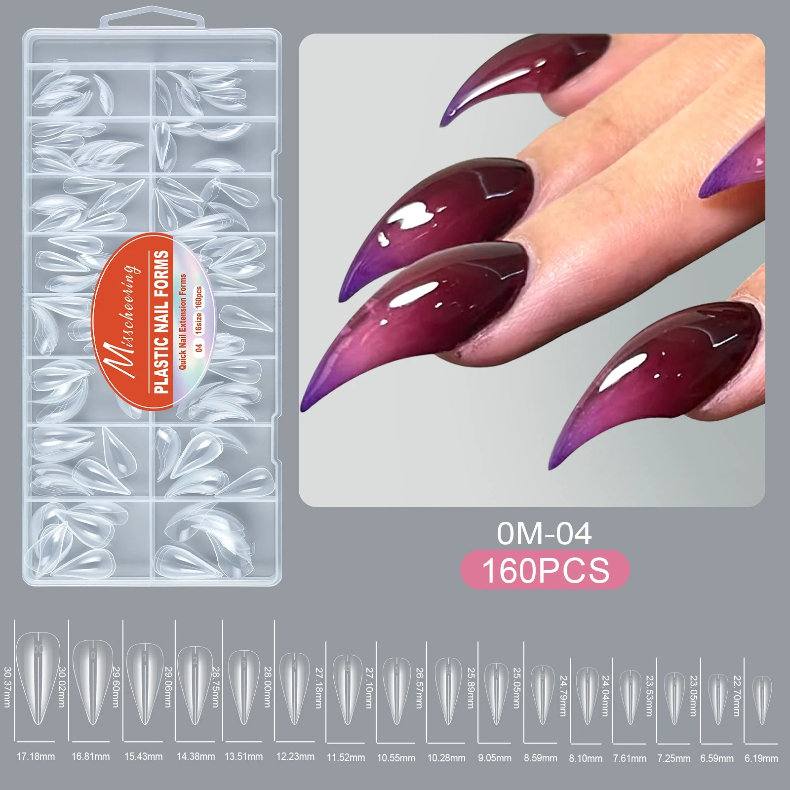 Wholesale160pcs Dual Nail Forms ABS Full Cover False Nail Tips Quick Building Gel Nail Extension Molds