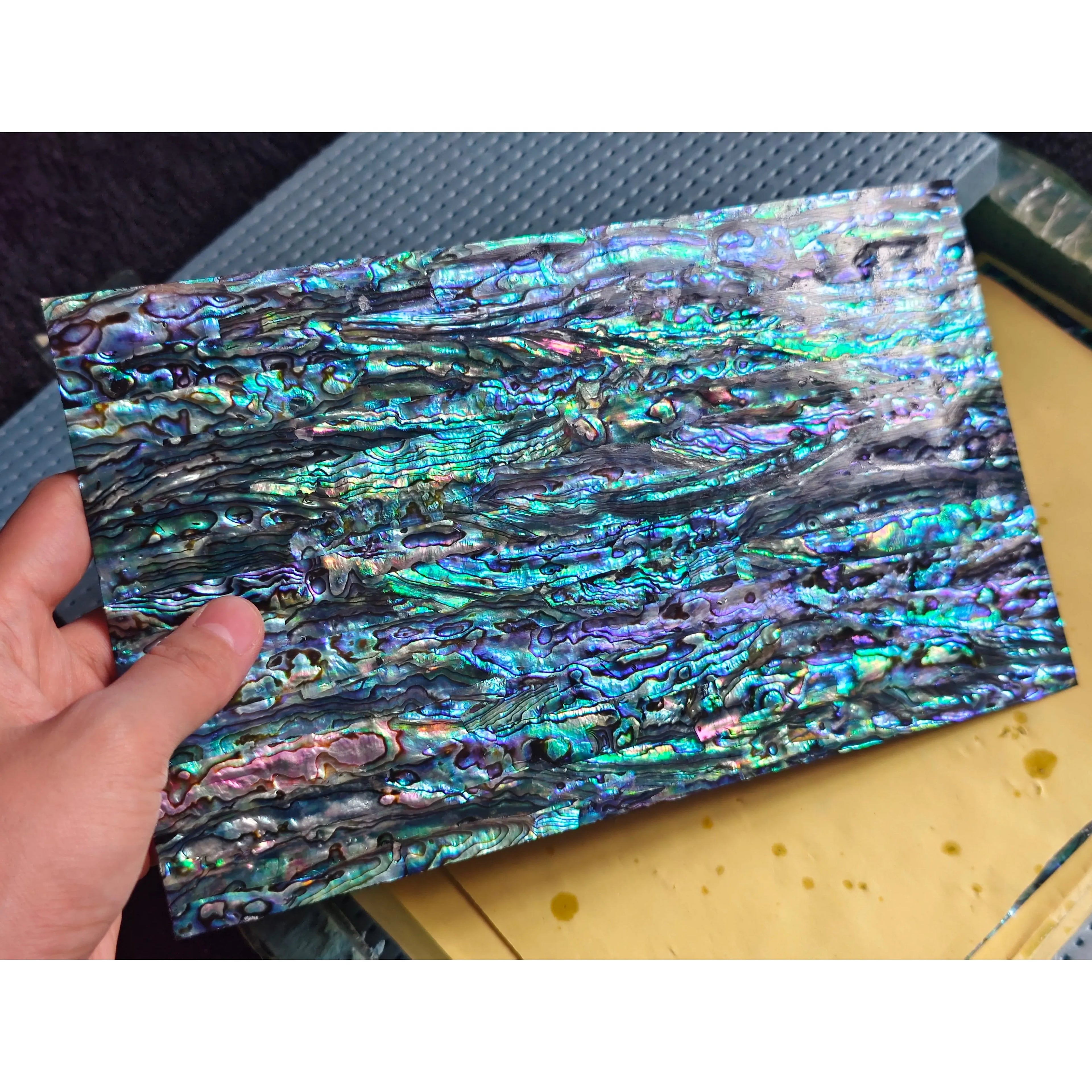 Natural Sea Shell Abalone Sheet with Adhesive Backing for Art Craft Jewelry Box Furniture Musical Instrument Inlay