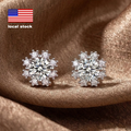 Us Warehouse Local Stock 925 Sterling Silver Fine Jewelry Female 0.5ct Snowflake Vvs1 d Color Flower Moissanite Stud Earrings