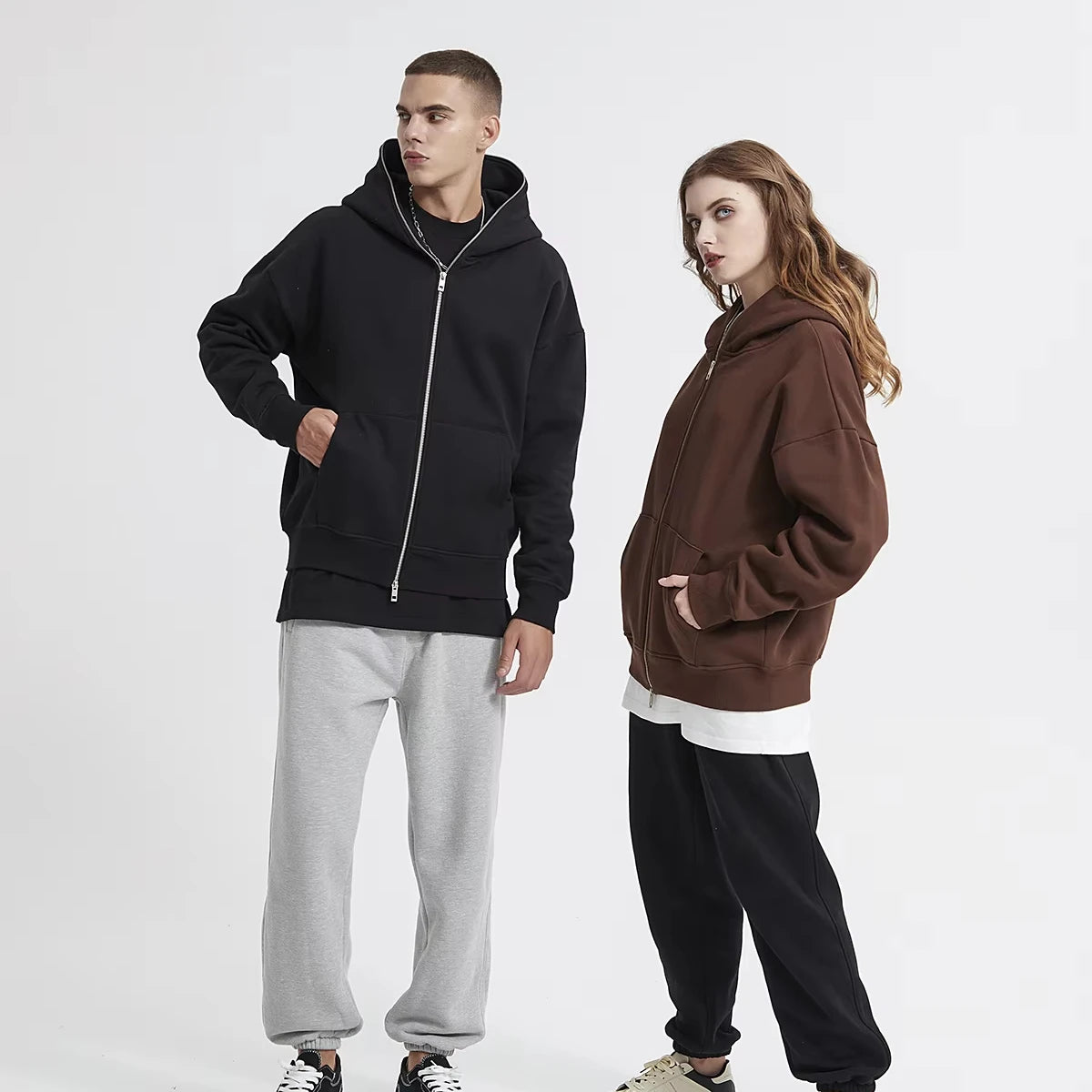 2024 Custom Logo Best Quality Oversize Men Cardigan Zip up Cotton Heavy Weight Hoodies Zipper