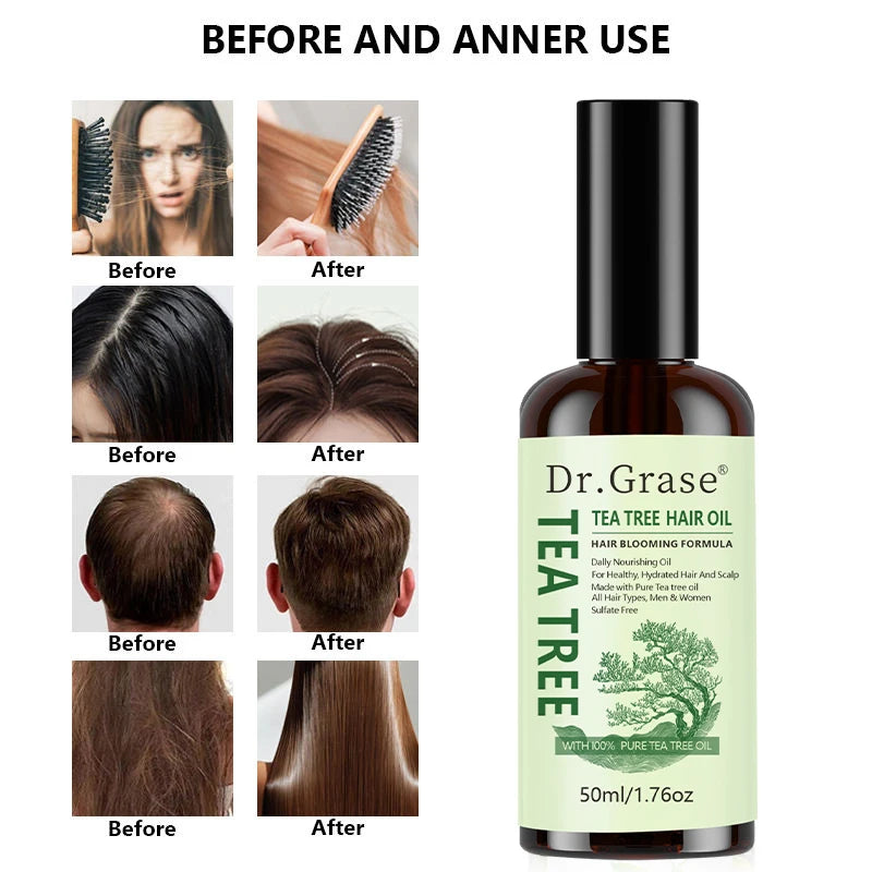 Private Label Natural Tea Tree Oil Nourish Strengthen Hair Roots Anti Itching Hair Care Oil