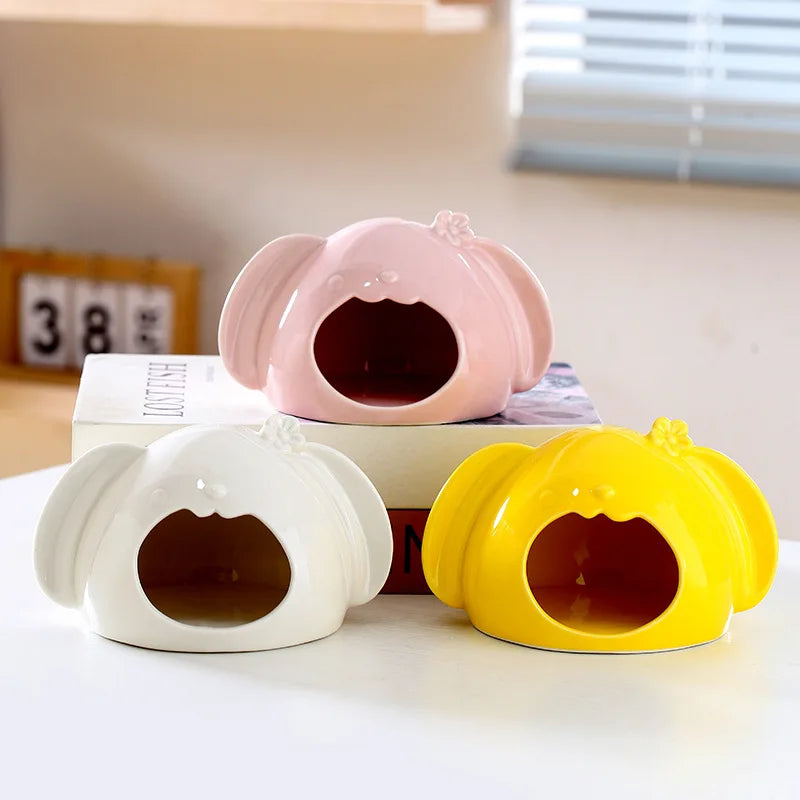 Rabbit-shaped Eco-friendly Ceramic Summer Cooling Shelter for Hamsters