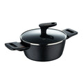 Bergner Copper Low Casserole 20cm 2.2L with lid in forged aluminum black