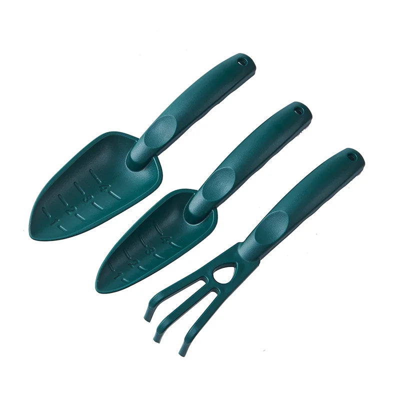 Mini 3-Piece Plastic Garden Tool Set Lightweight DIY Hand Trowel Rake Fork for Indoor Plants & Herbs Gardening Tasks