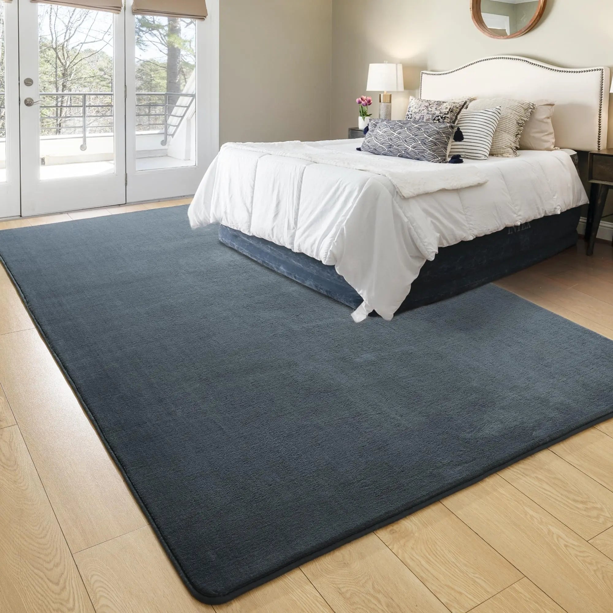 Grey Beige Ultra Soft Big Size Microfiber Rug for Bedroom Living Room