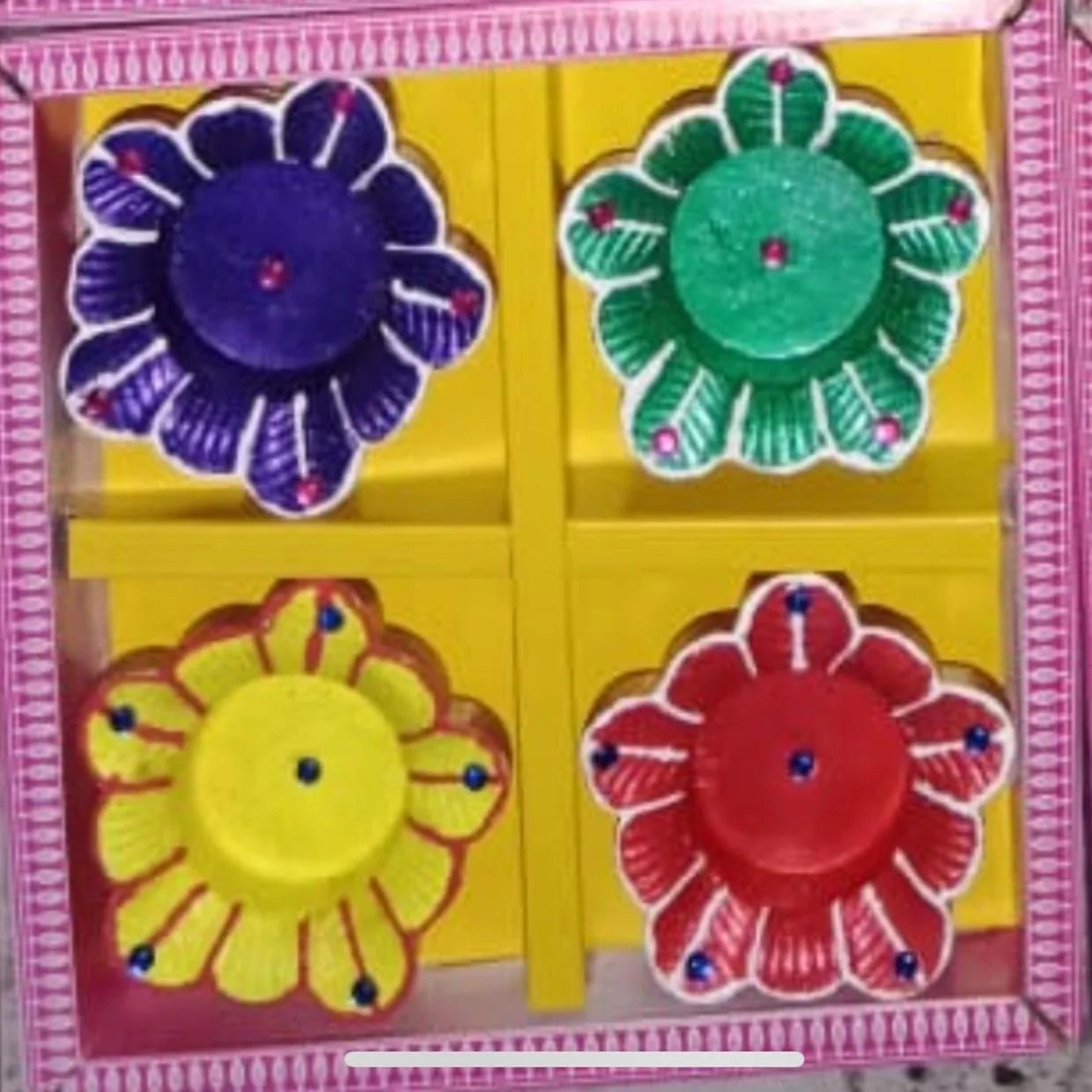 Custom Made Eco Friendly Clay Diya Set Handcrafted Folk Art Angel Artificial Vibrant for Home Decor and Gifting