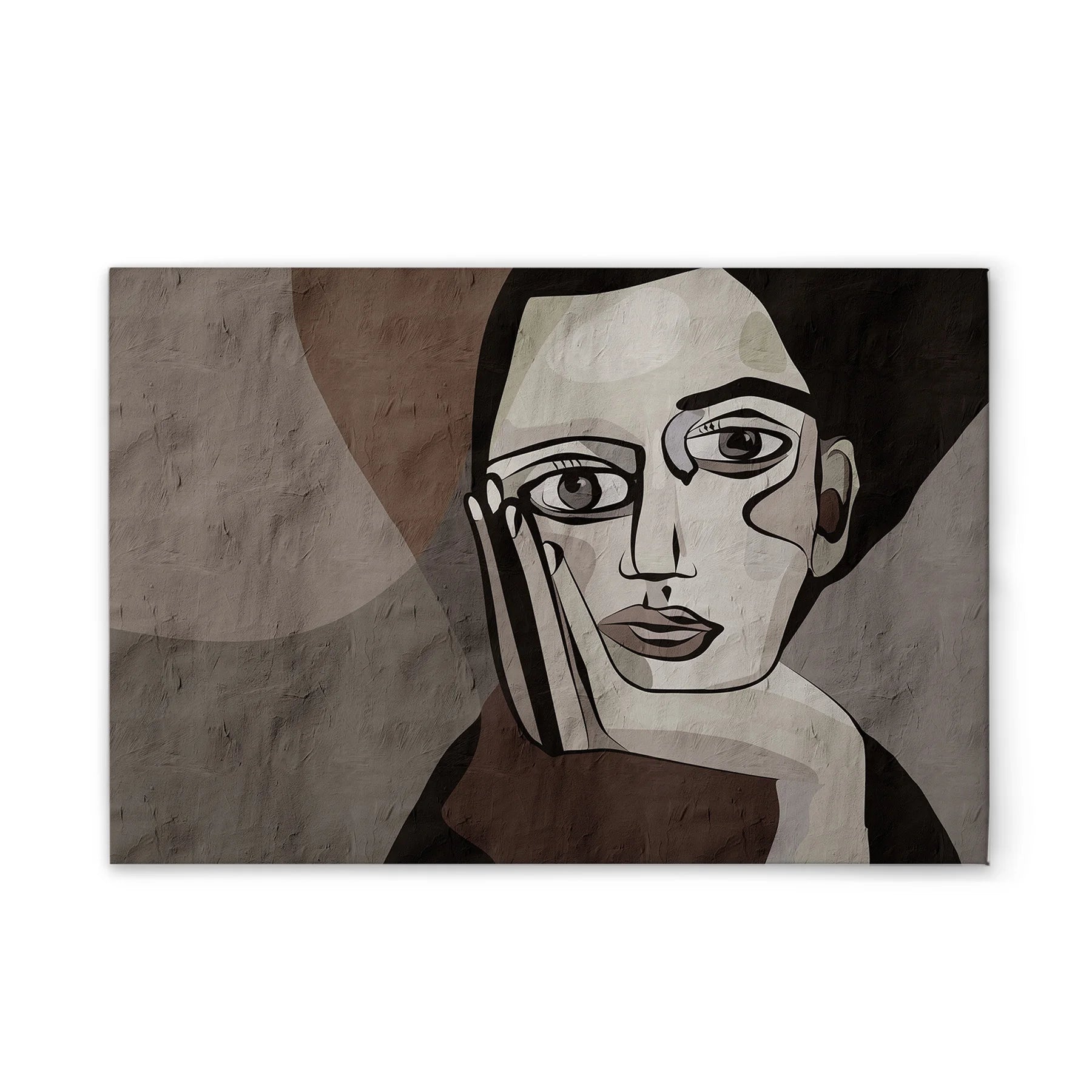 Made In Germany - Home Decor Canvas Picture Minimalist Abstract - Wall Painting Mural In Grey And Brown - Stretcher Frame Art