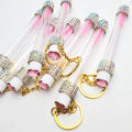 Private Label Eco-Friendly Microfiber Colorful Eyelash Brushes Mosaic Wand Spoolie Cleaning Brush Tube Keychain Plastic Mascara