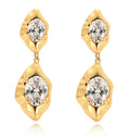 Fashion Simple Irregular Brass Gold-Plated Inlaid Oval AAAAA Zirconia Stud Earrings for Women Jewelry Factory Wholesale
