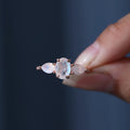 OL0928 Jewelry Manufacturer Women Gemstone Jewelry Wholesale Price Rose Gold Solid 925 Sterling Silver Natural Moonstone Ring