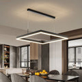 Modern Minimalist square Black Multi-layer LED Chandelier Lightweight Aluminum Material for Living Room and Study Lighting. MegaBDM