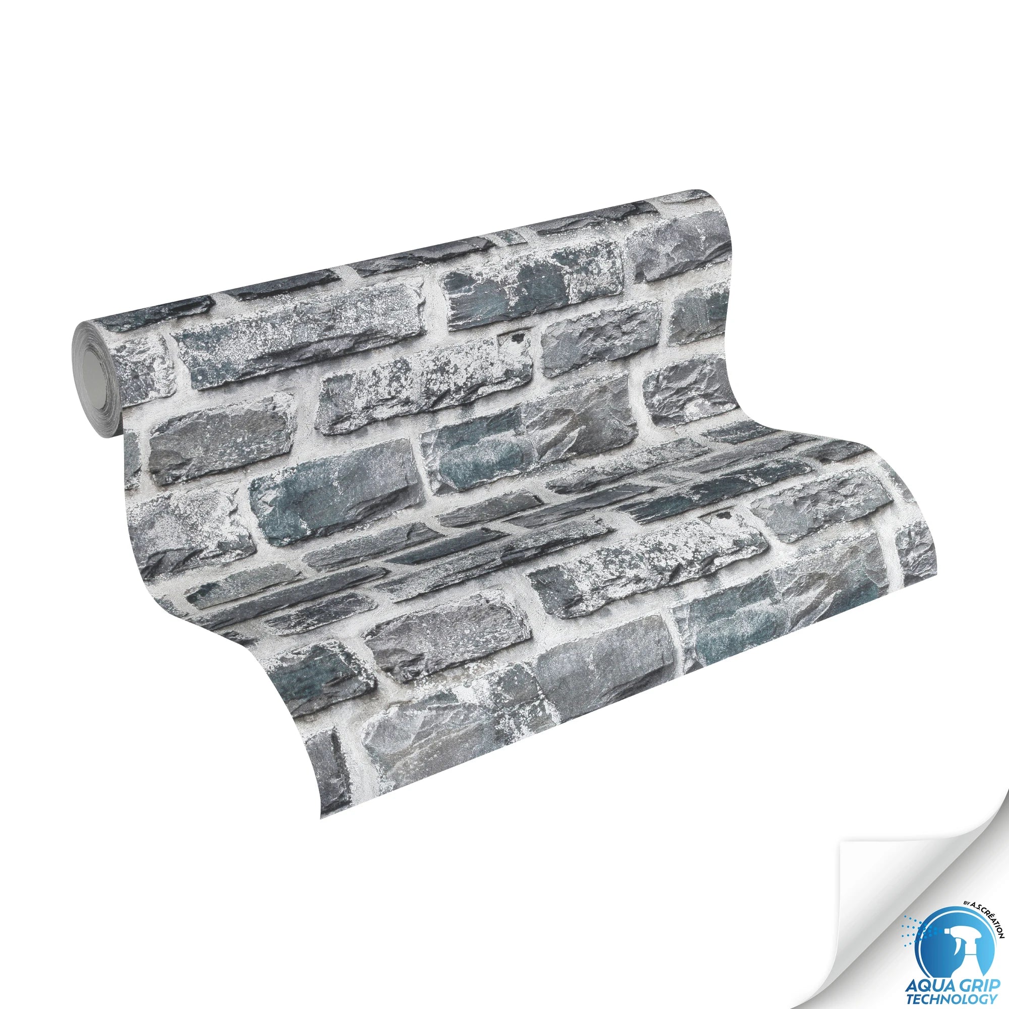 Made in Germany - Pre-Pasted Wallpaper Rolls Stone Grey Black - Non Woven Vinyl - Brick Wallpaper Pre-glued - 1005 x 053 m