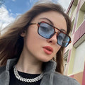 Custom Logo 2025 Vintage Metal Hollow Leopard Blue Pilot Sun Glasses UV400 Small Frame Square Sunglasses for Men Women