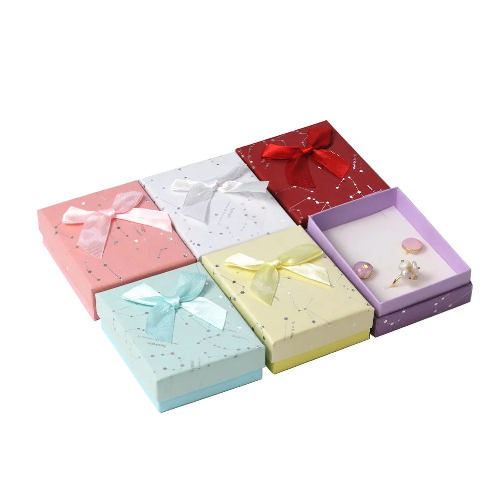 Mixed Color Jewelry Packaging Box Square Colorful Paper Cardboard Gift Box Wholesale Ring Box