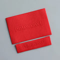 OEM/ODM Durable Red Woven Clothing Labels Center Fold Fabric Labels for Garments Customizable Design