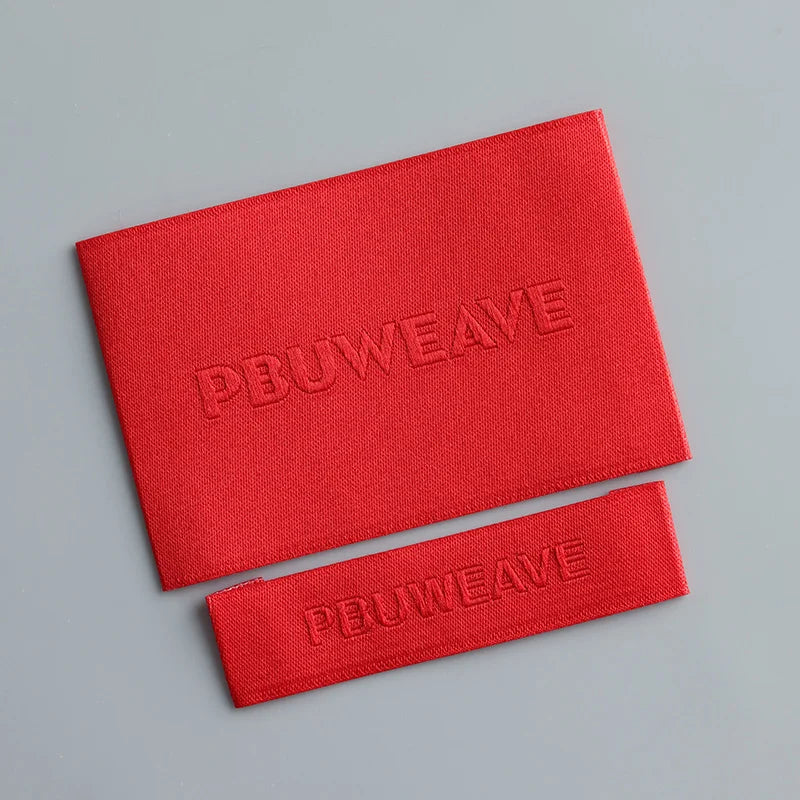 OEM/ODM Durable Red Woven Clothing Labels Center Fold Fabric Labels for Garments Customizable Design